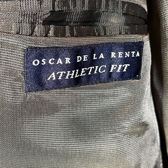 Oscar De La Renta Athletic Fit Grey Dress Wool Sport Coat Size 46L - Picture 3 of 6
